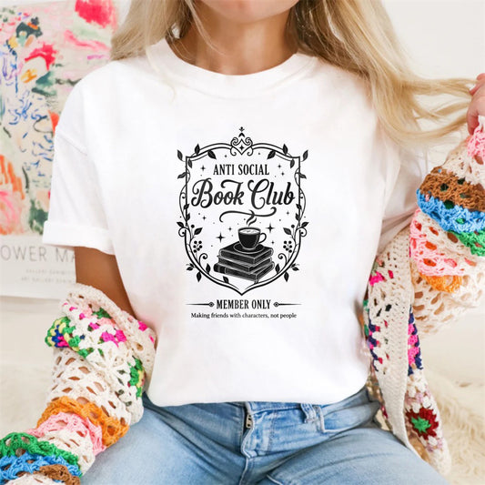 Wardrobecart Anti Social Book Club Member Only Unisex Classic T-shirt 100% cotton