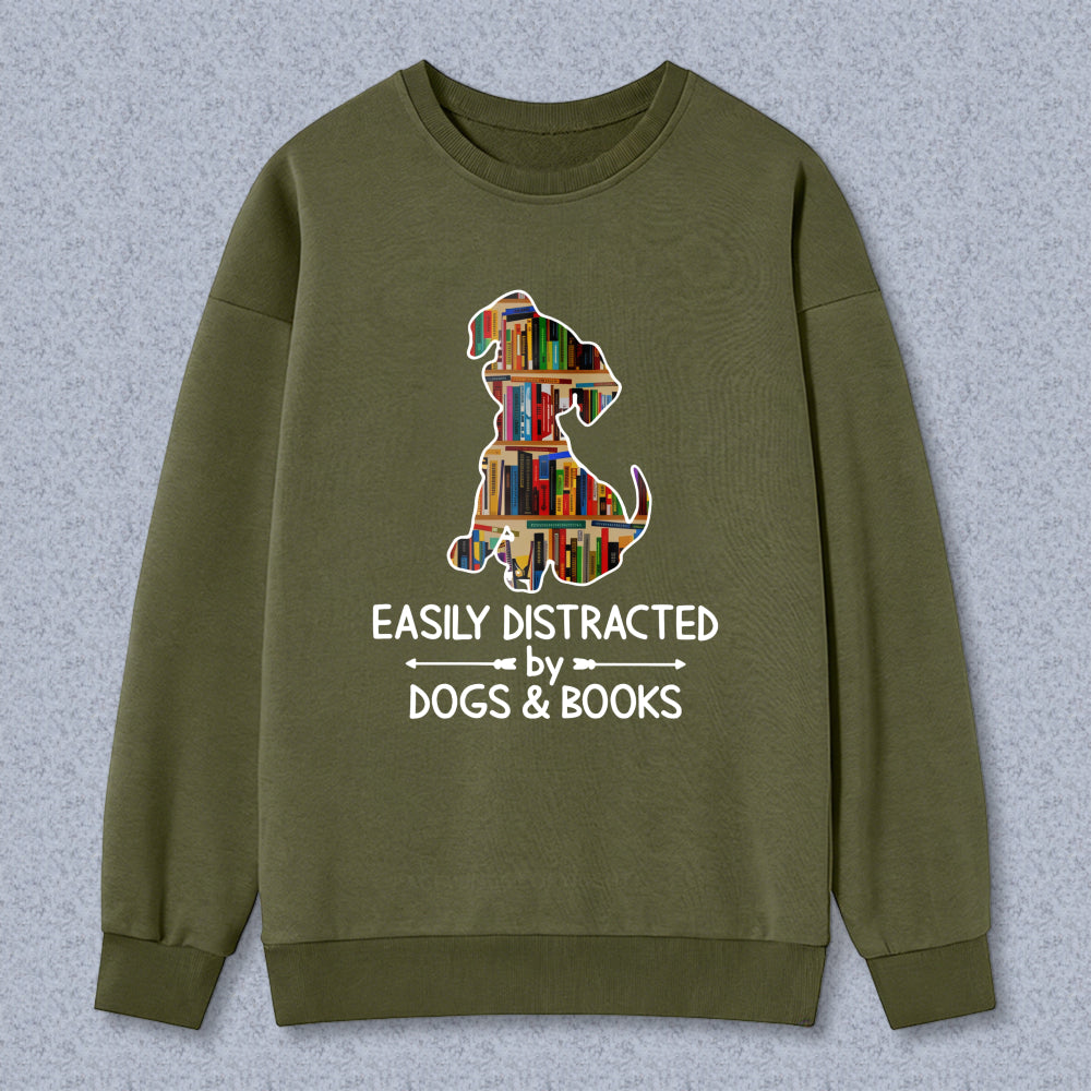 Wardrobecart Dog Made Of Books Easily Distracted By Books Unisex Classic Sweatshirt