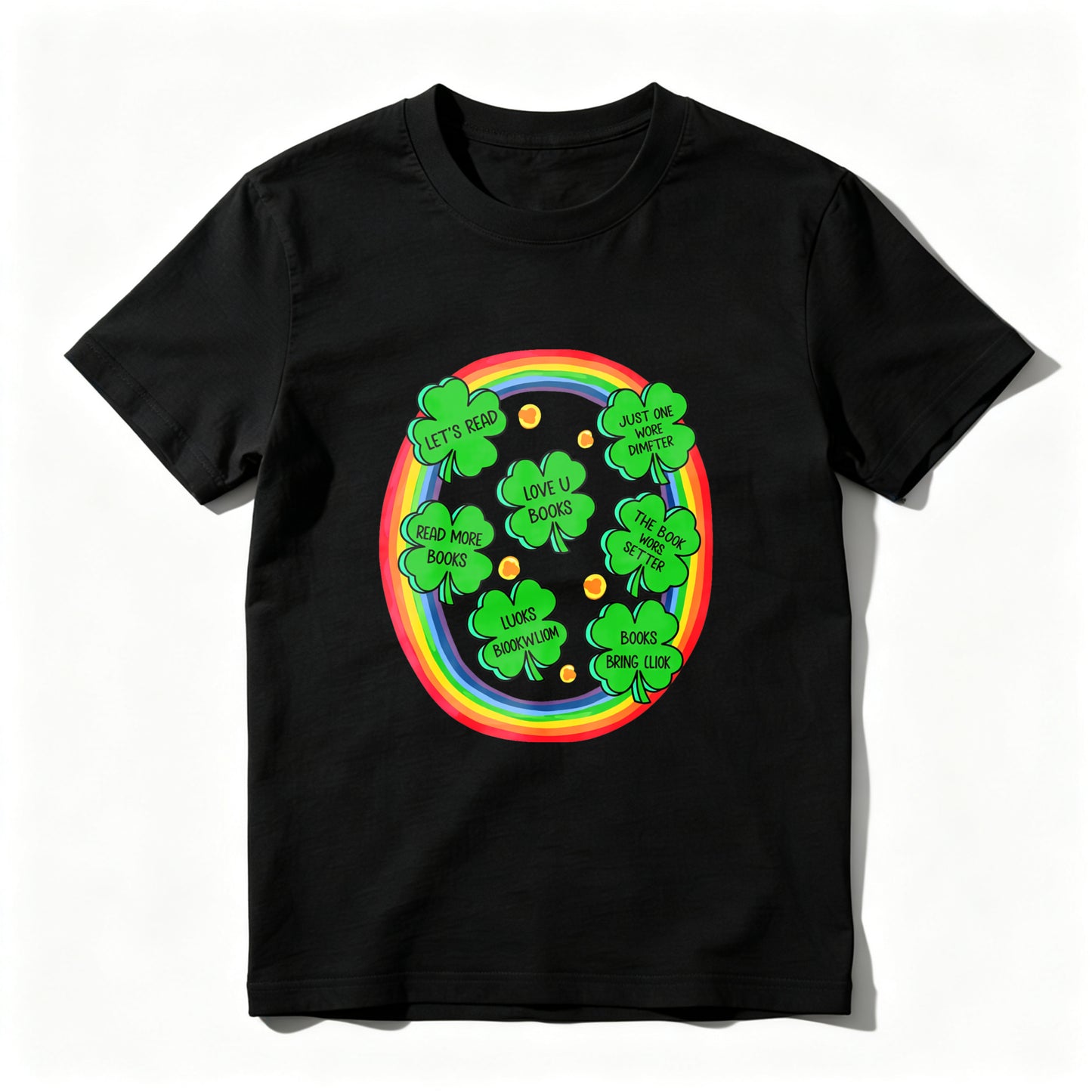 Wardrobecart Rainbow Clover With Messages Inside Unisex Classic T-shirt
