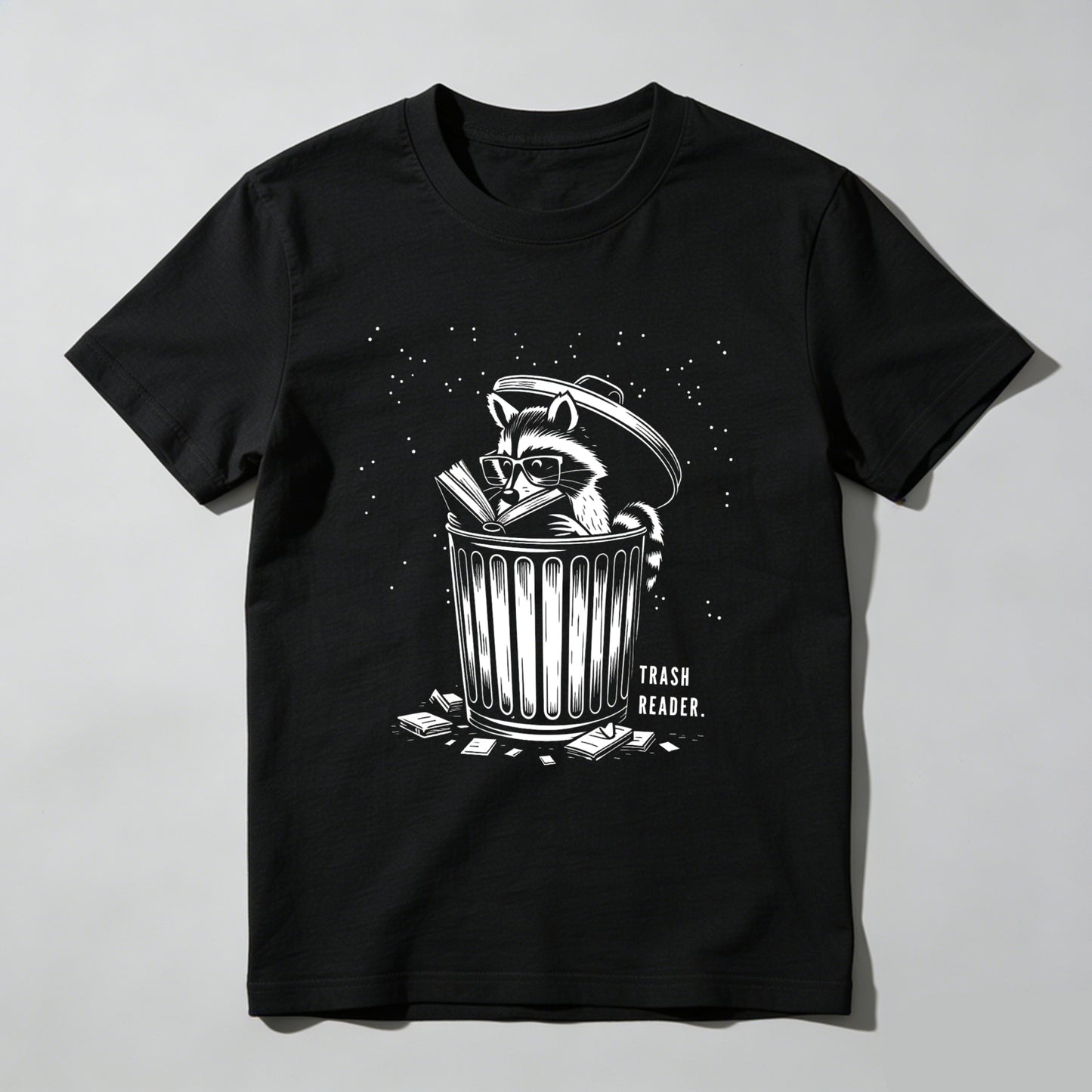 Wardrobecart Raccoon Reading Book In Trash Can Unisex Classic T-shirt