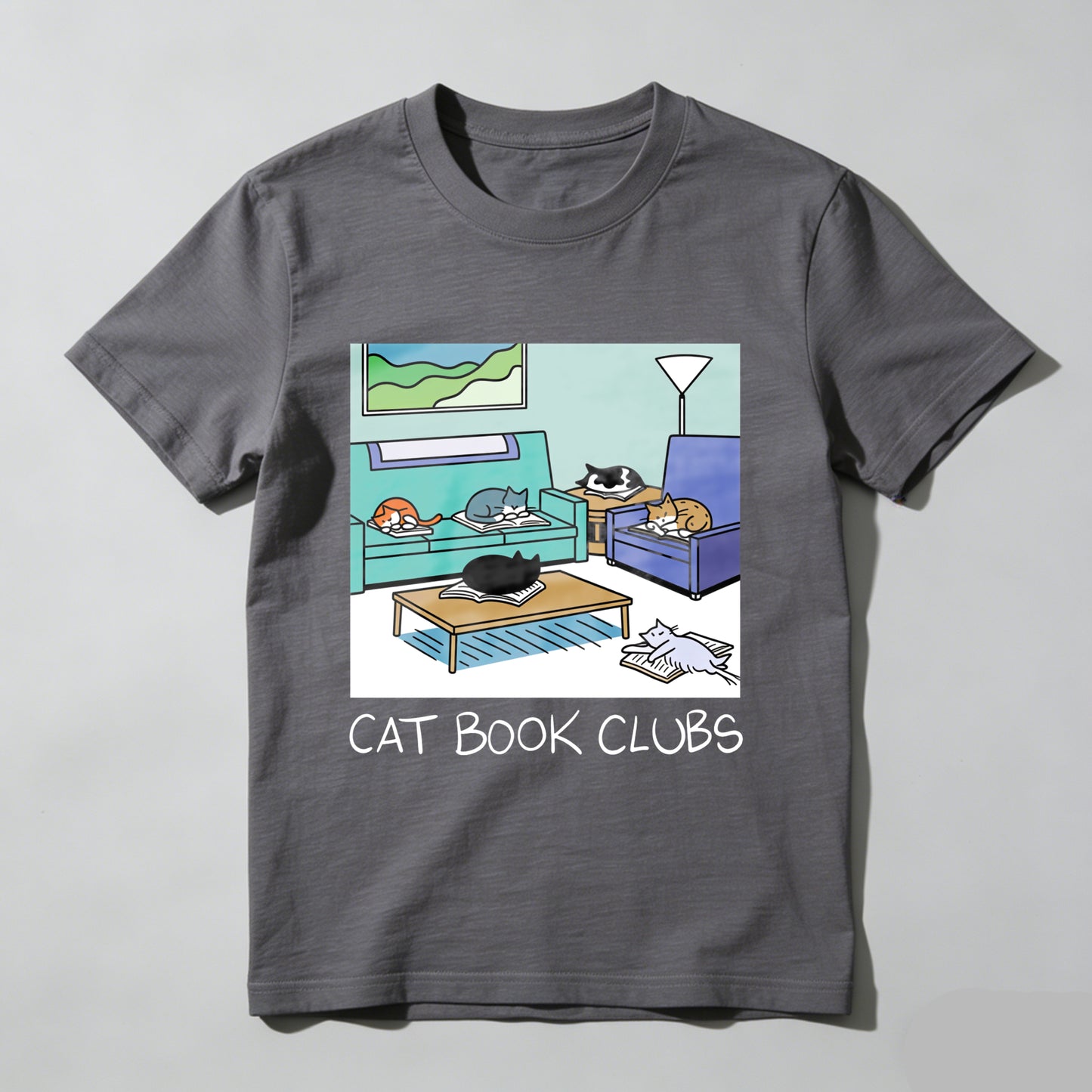 Wardrobecart Cat Book Clubs Cozy Living Room Scene Unisex Classic T-shirt