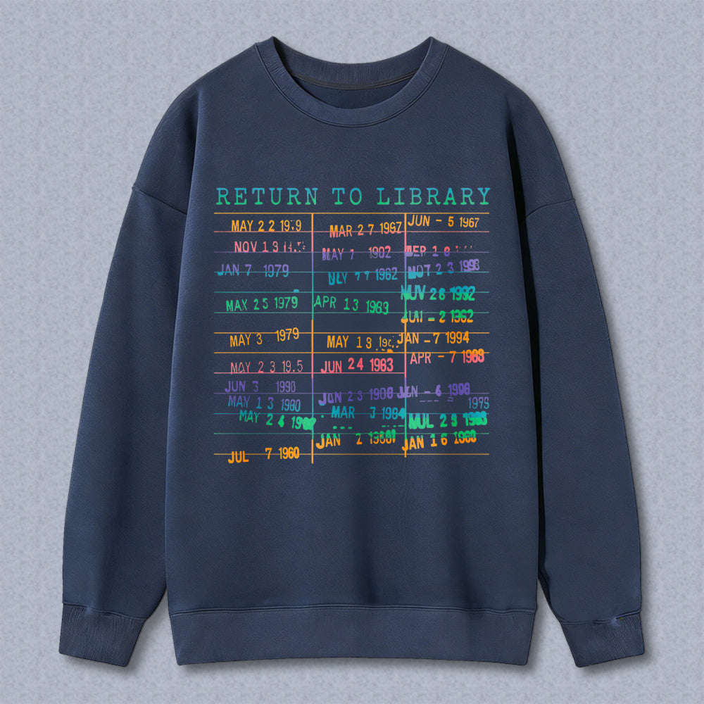 Wardrobecart Return To Library Date Stamp Pattern Unisex Classic Sweatshirt