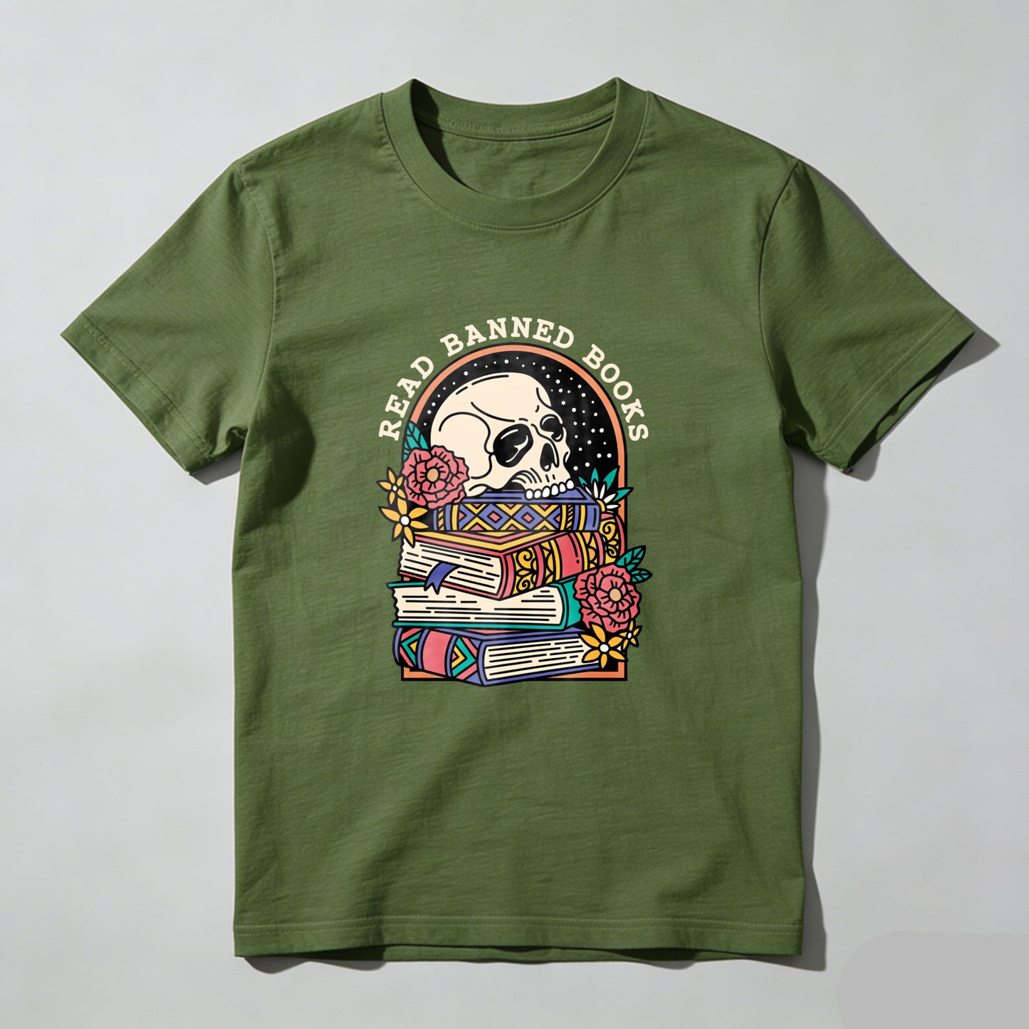 Wardrobecart Read Banned Books Skull And Books Unisex Classic T-shirt