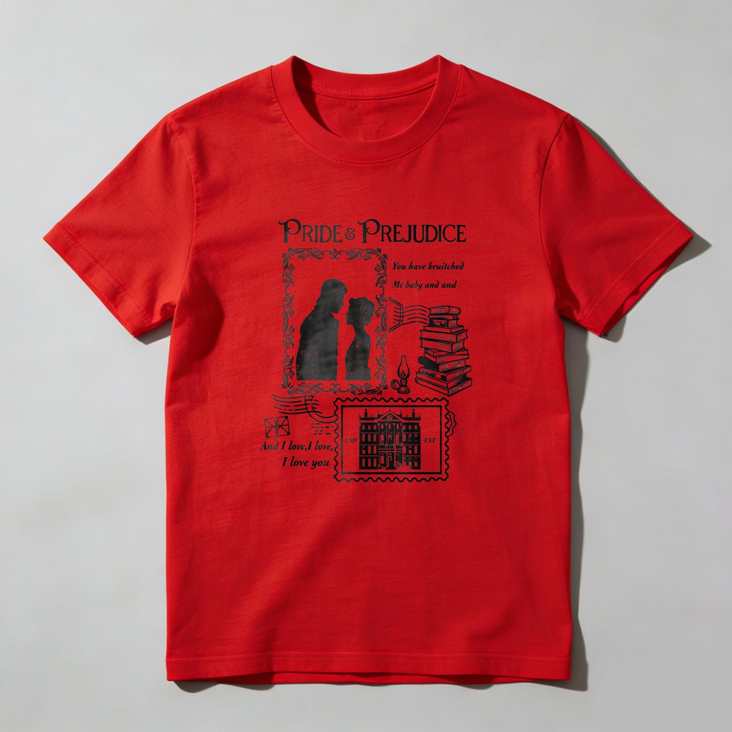 Wardrobecart Pride Prejudice Couple Books Mansion Quote Unisex Classic T-shirt