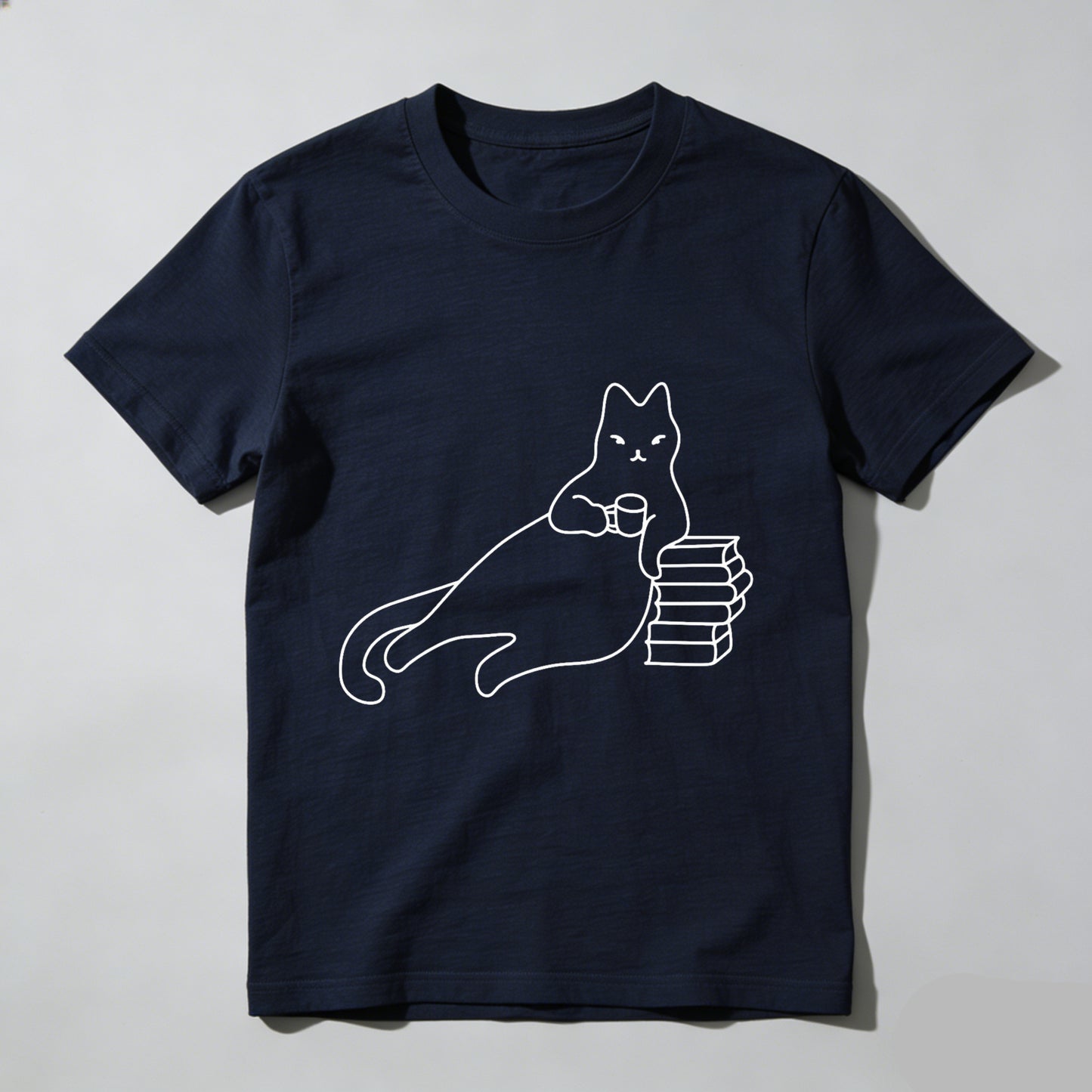 Wardrobecart Cat Holding Book Stack With Coffee Cup Unisex Classic T-shirt