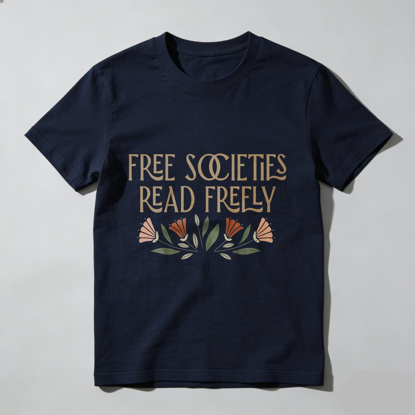 Wardrobecart Free Societies Read Freely Floral Design Unisex Classic T-shirt