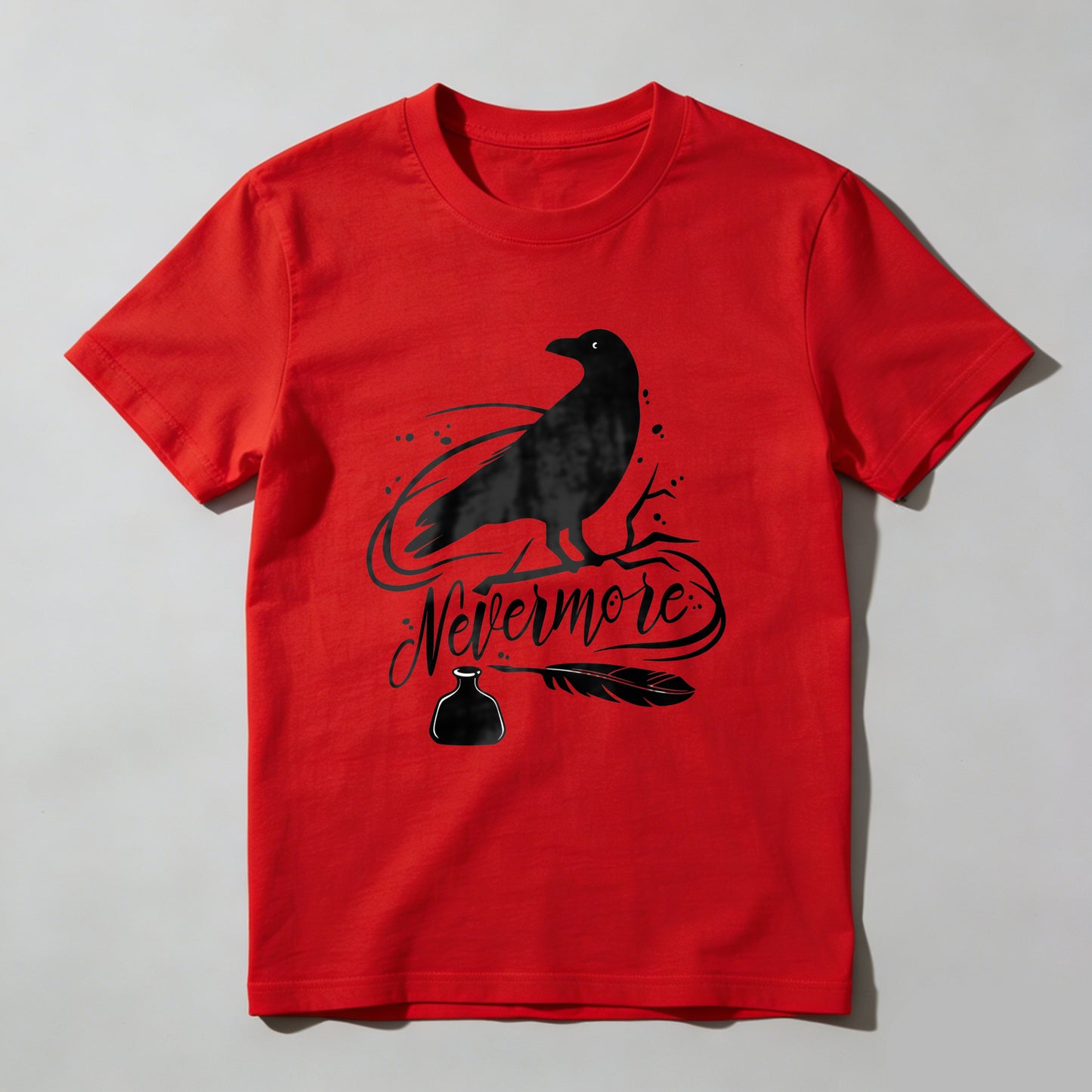 Wardrobecart Nevermore Raven With Feather And Bottle Unisex Classic T-shirt