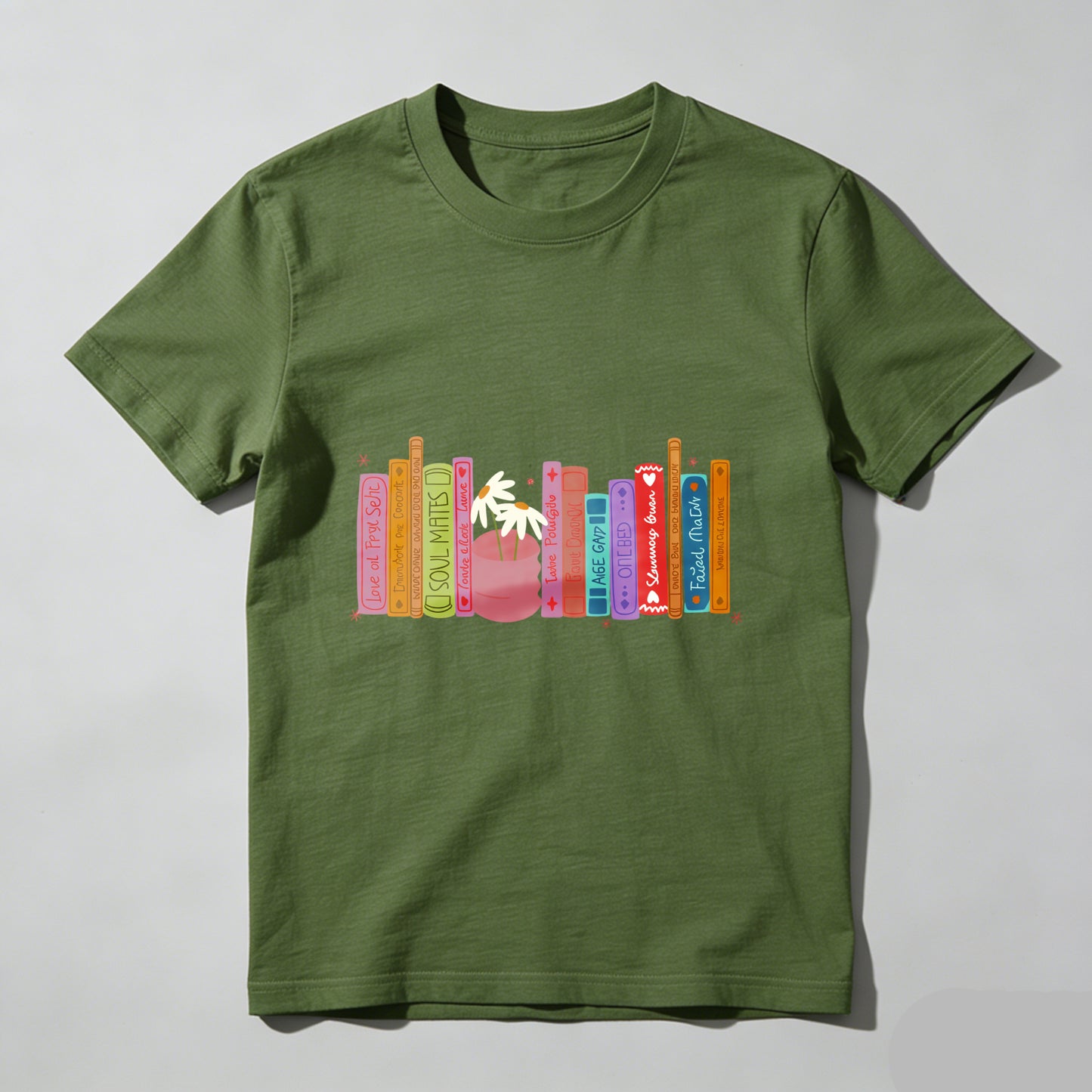 Wardrobecart Colorful Books And A Flower Pot Unisex Classic T-shirt
