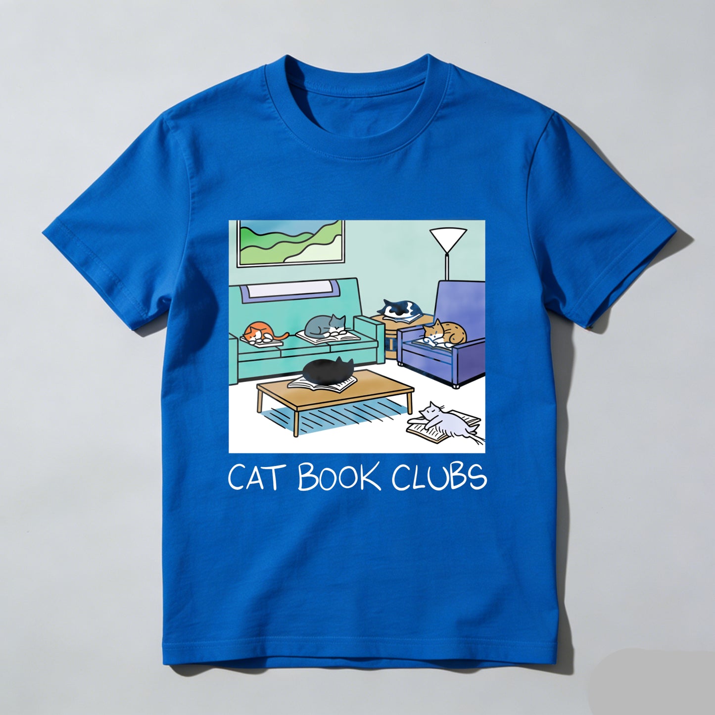 Wardrobecart Cat Book Clubs Cozy Living Room Scene Unisex Classic T-shirt