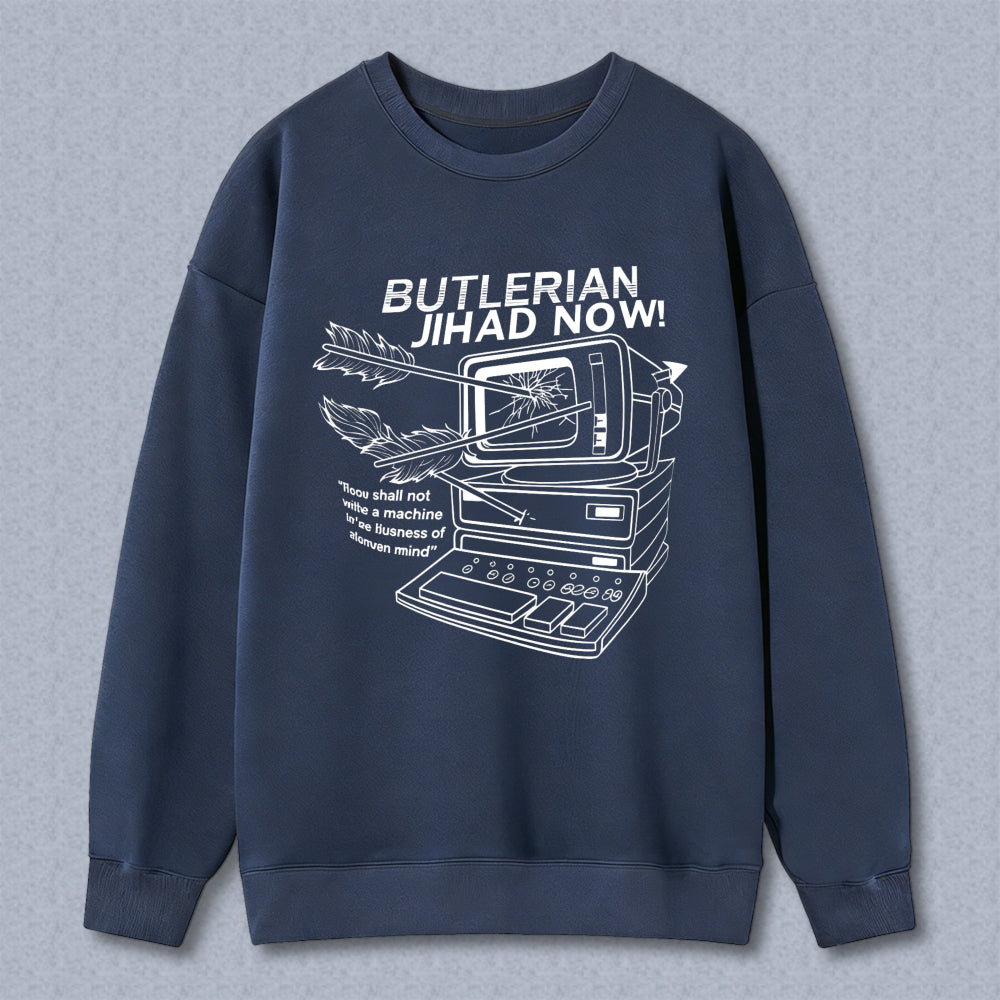 Wardrobecart Butlerian Jihad Now With Vintage Computer And Quote Design Unisex Classic Sweatshirt