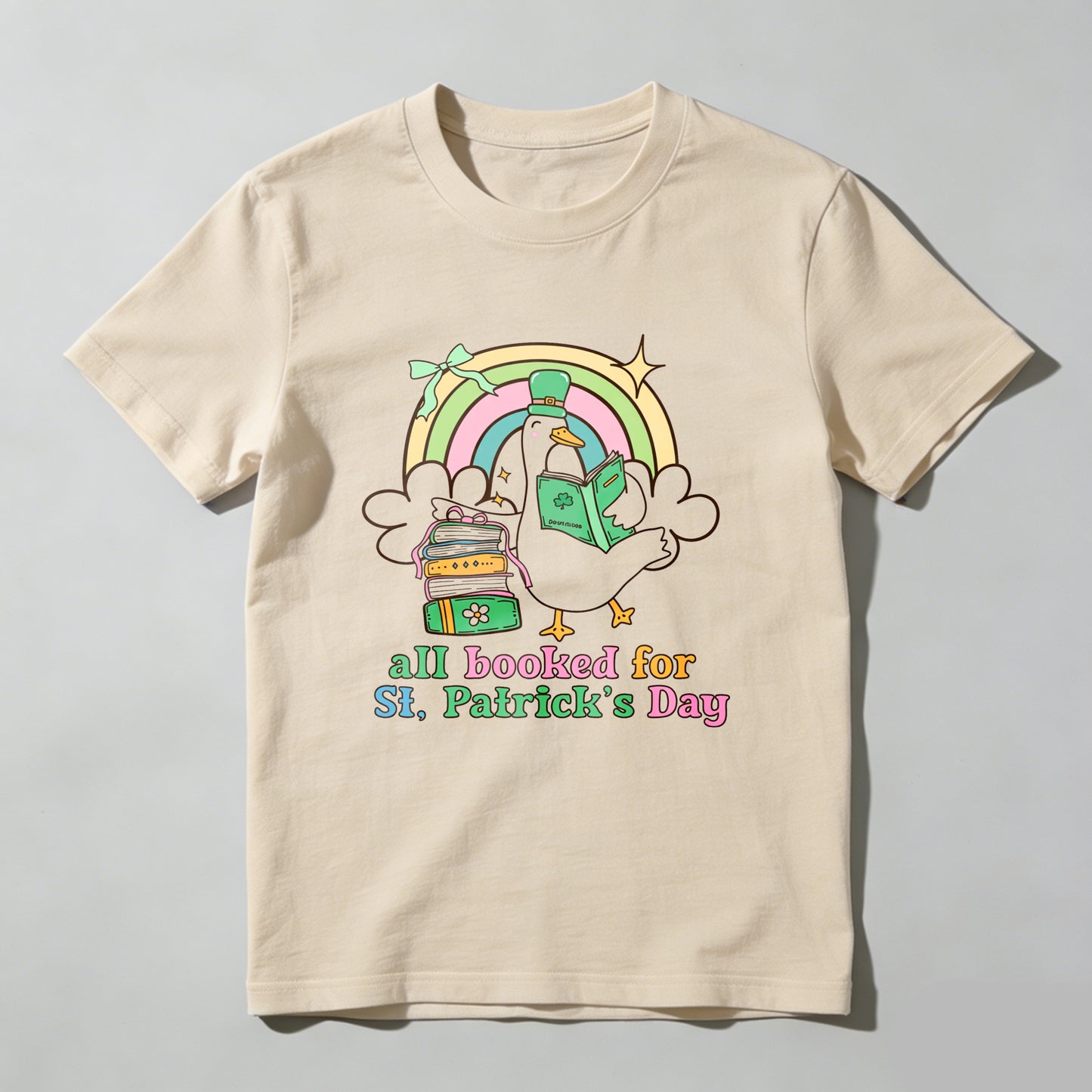 Wardrobecart Rainbow Duck Book Bag Shamrock Unisex Classic T-shirt