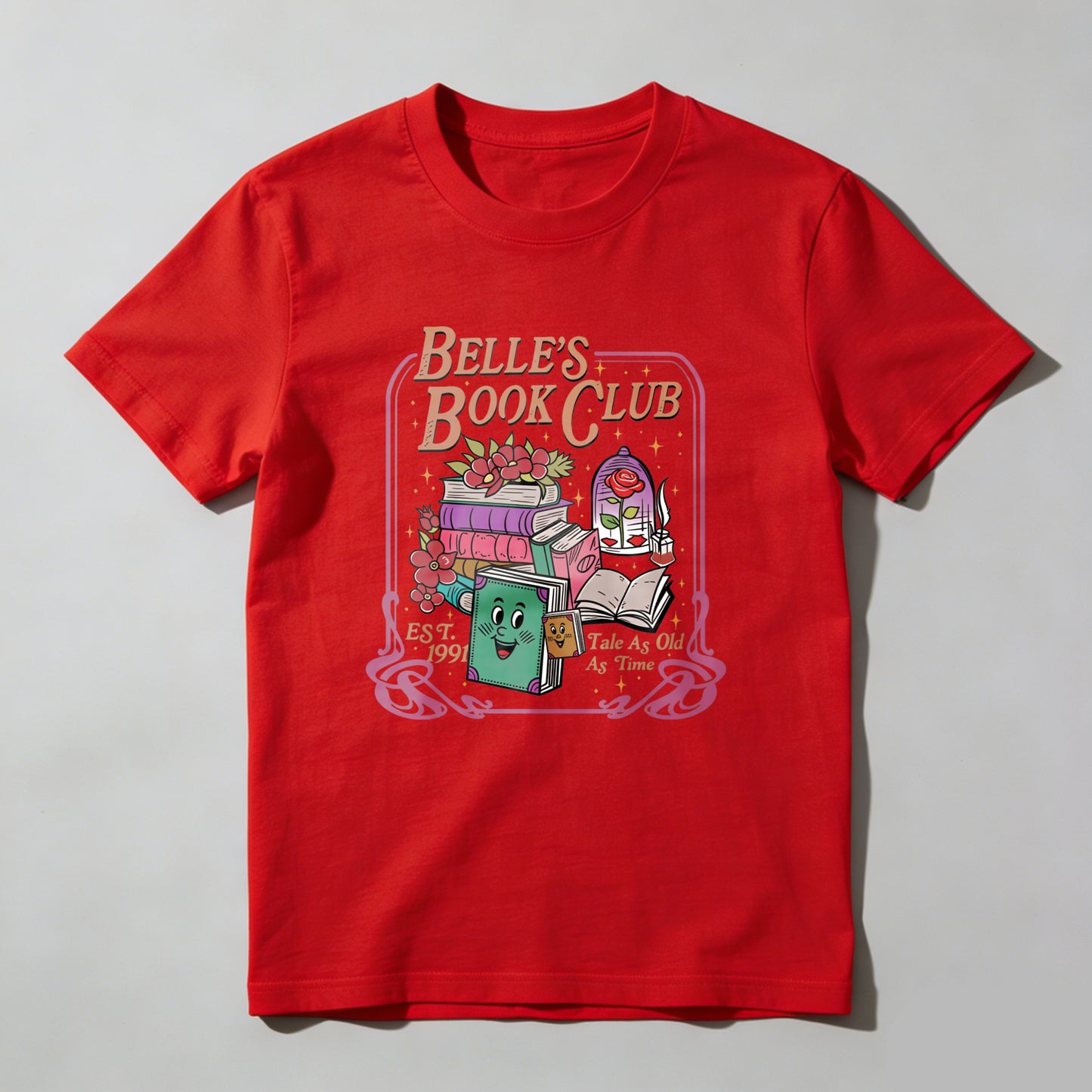 Wardrobecart Belle's Book Club With Books And Teapot Unisex Classic T-shirt
