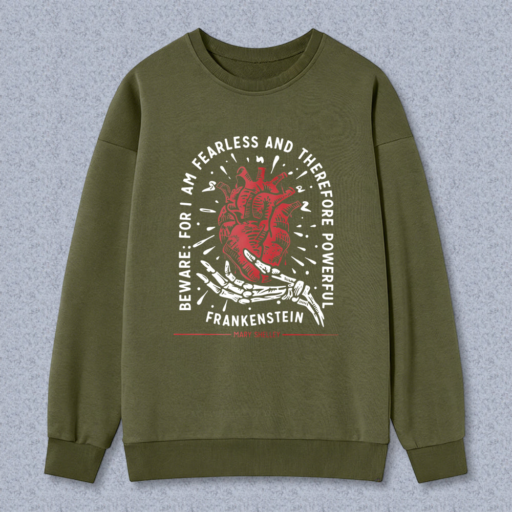 Wardrobecart Heart And Skeleton Hand With Quote From Frankenstein Unisex Classic Sweatshirt