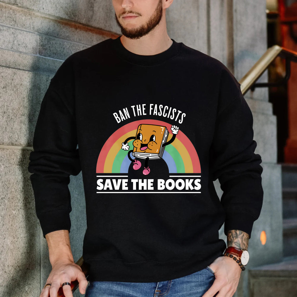 Wardrobecart Book Character With Rainbow And Save The Books Text Unisex Classic Sweatshirt