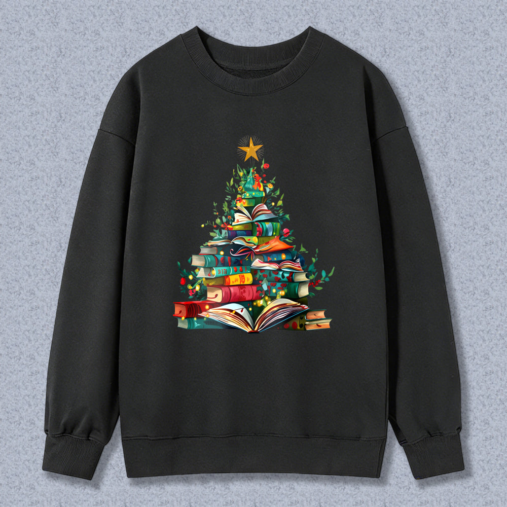 Wardrobecart Christmas Tree Made Of Books Unisex Classic Sweatshirt