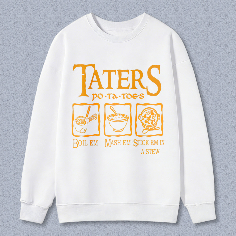 Wardrobecart Taters Potato Preparation Steps Unisex Classic Sweatshirt