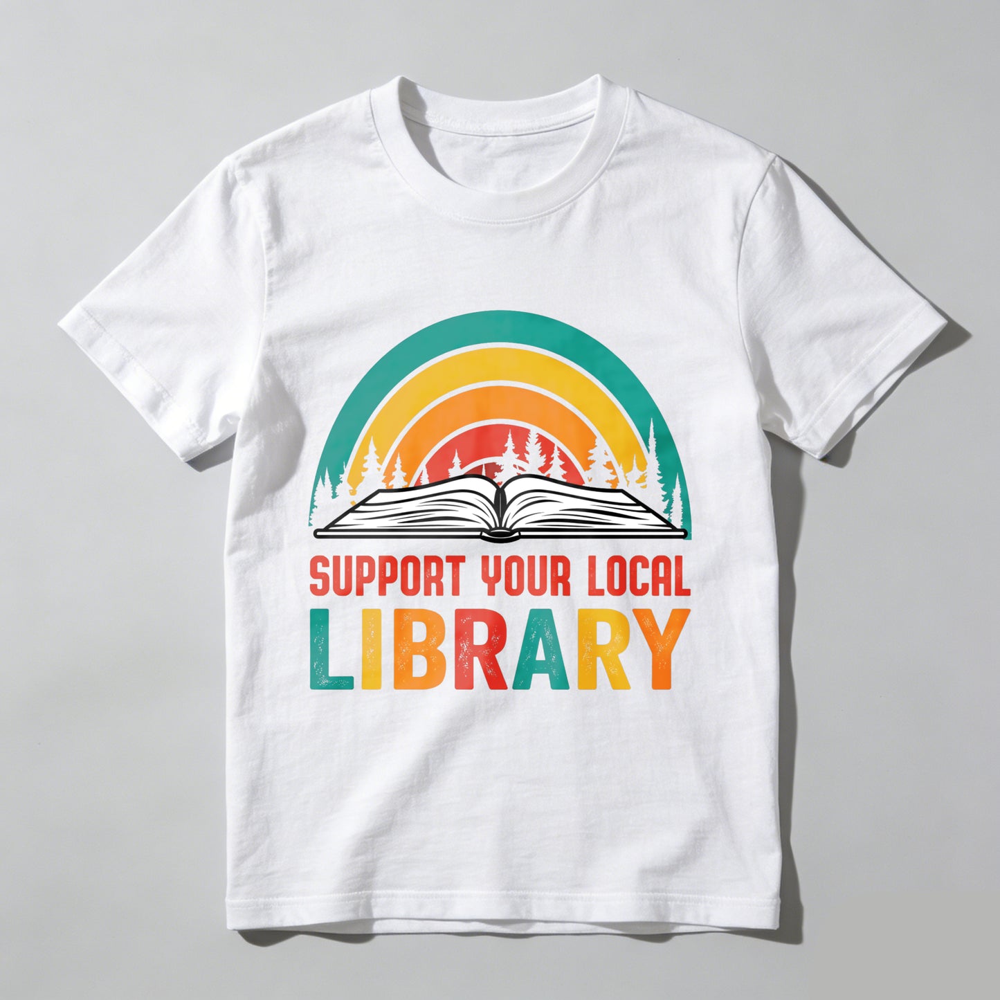 Wardrobecart Support Your Local Library Rainbow Book Forest Unisex Classic T-shirt