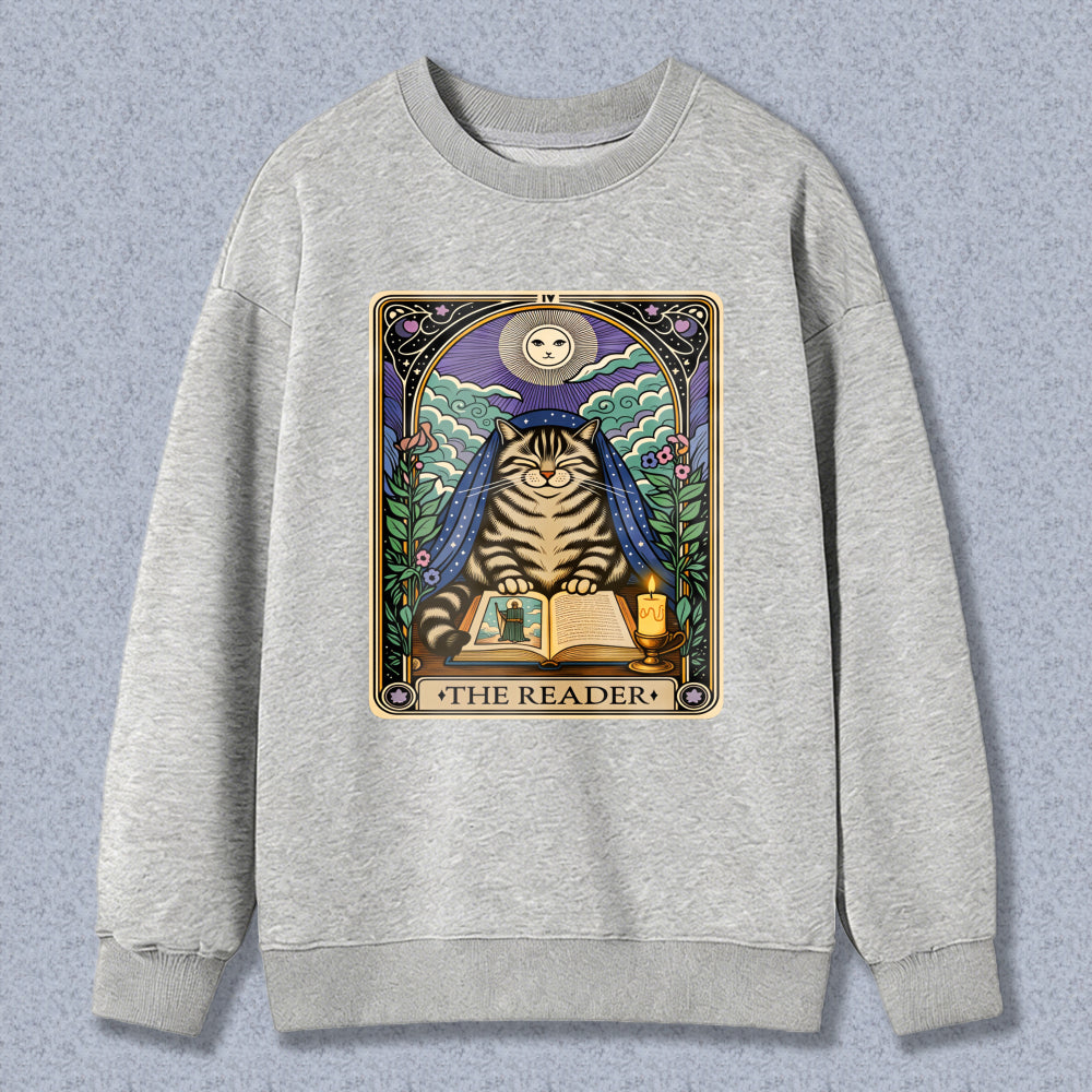 Wardrobecart Cat Reading Book Tarot Card Design The Reader Unisex Classic Sweatshirt