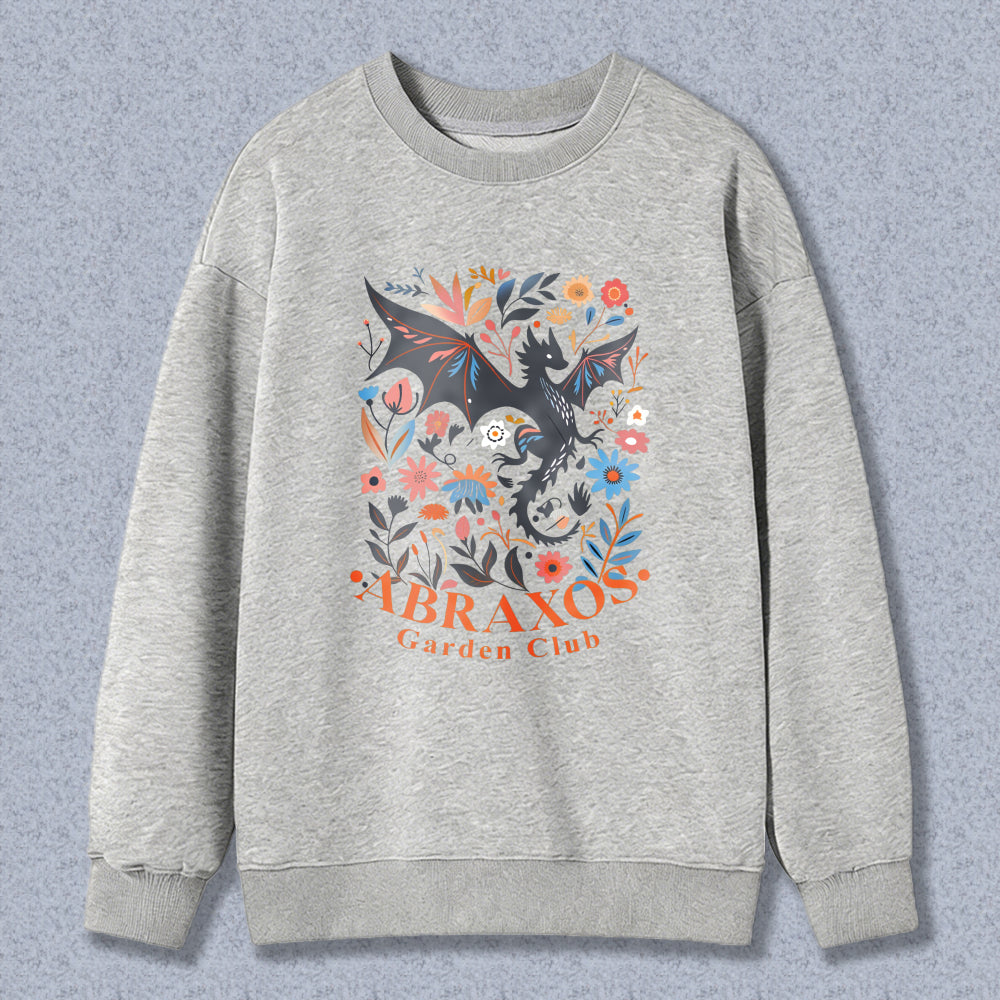 Wardrobecart Dragon And Floral Design Abraxos Garden Club Unisex Classic Sweatshirt