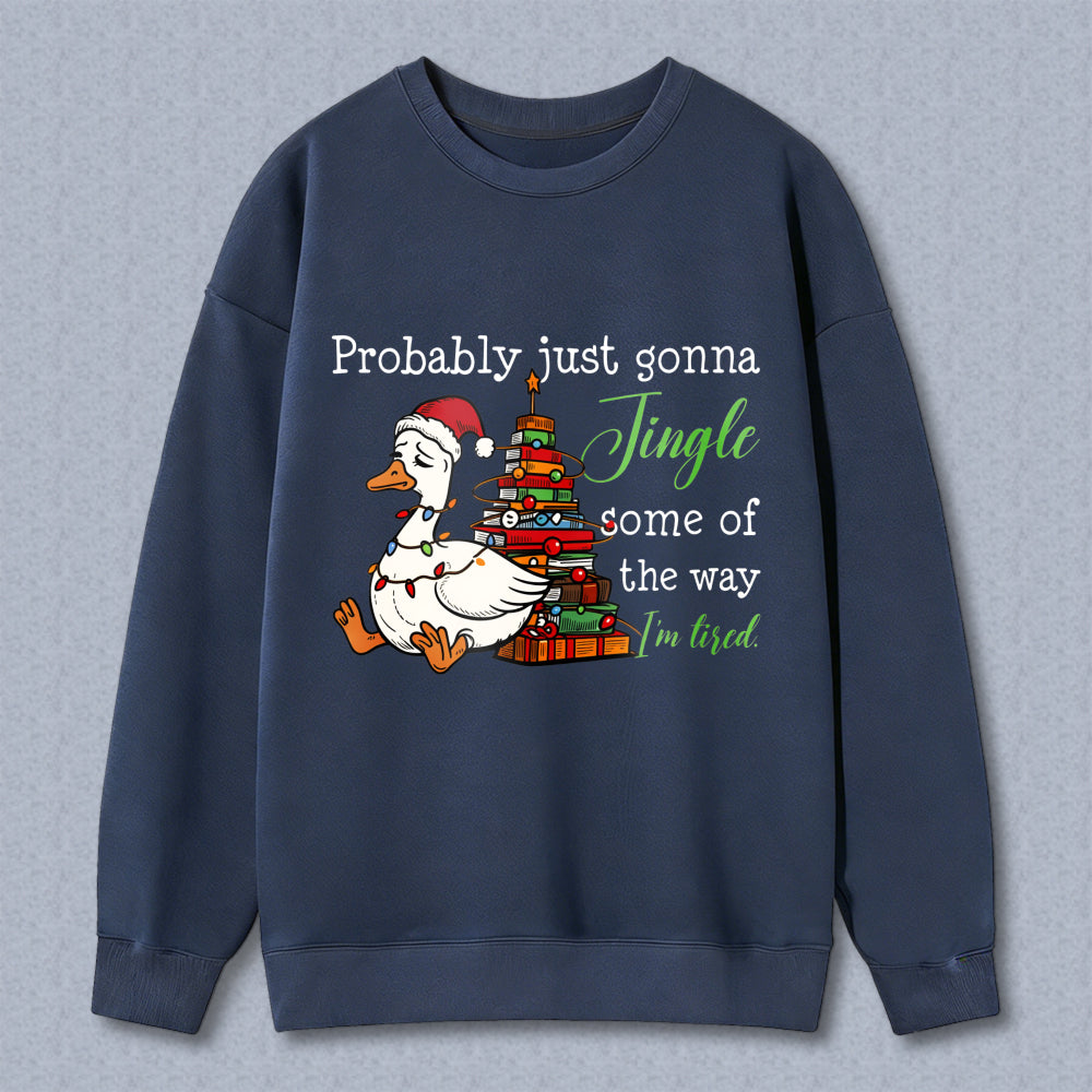 Wardrobecart Duck With Christmas Tree And Presents Jingle I'm Tired Unisex Classic Sweatshirt