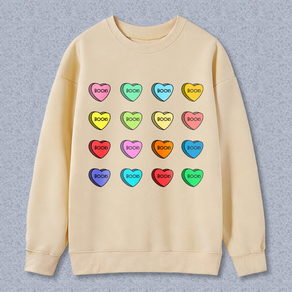 Wardrobecart Heart Shaped Book Candy Pattern Unisex Classic Sweatshirt
