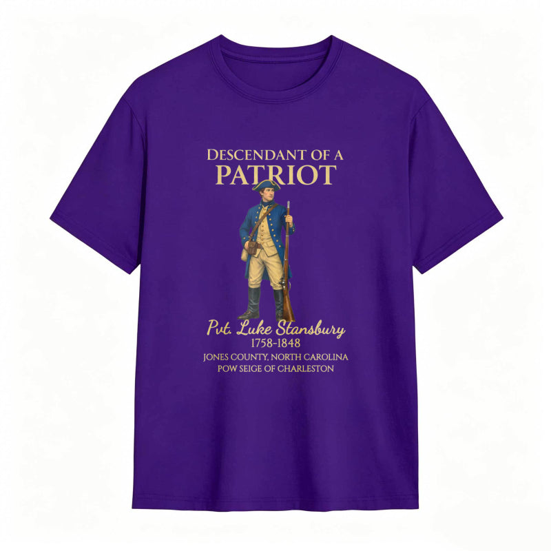 Descendant Of A Patriot Revolutionary War Soldier Portrait With Historical Text T-shirt