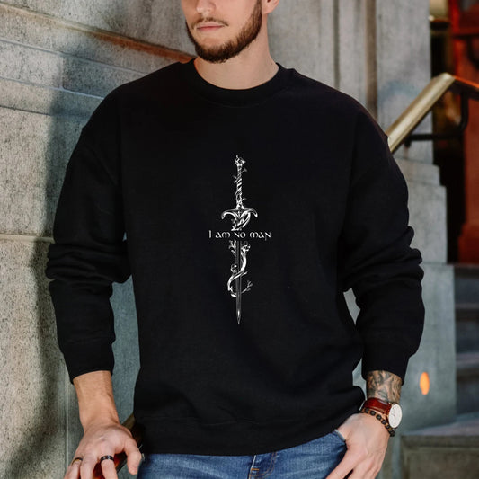 Wardrobecart Sword Design With I Am No Man Text Unisex Classic Sweatshirt