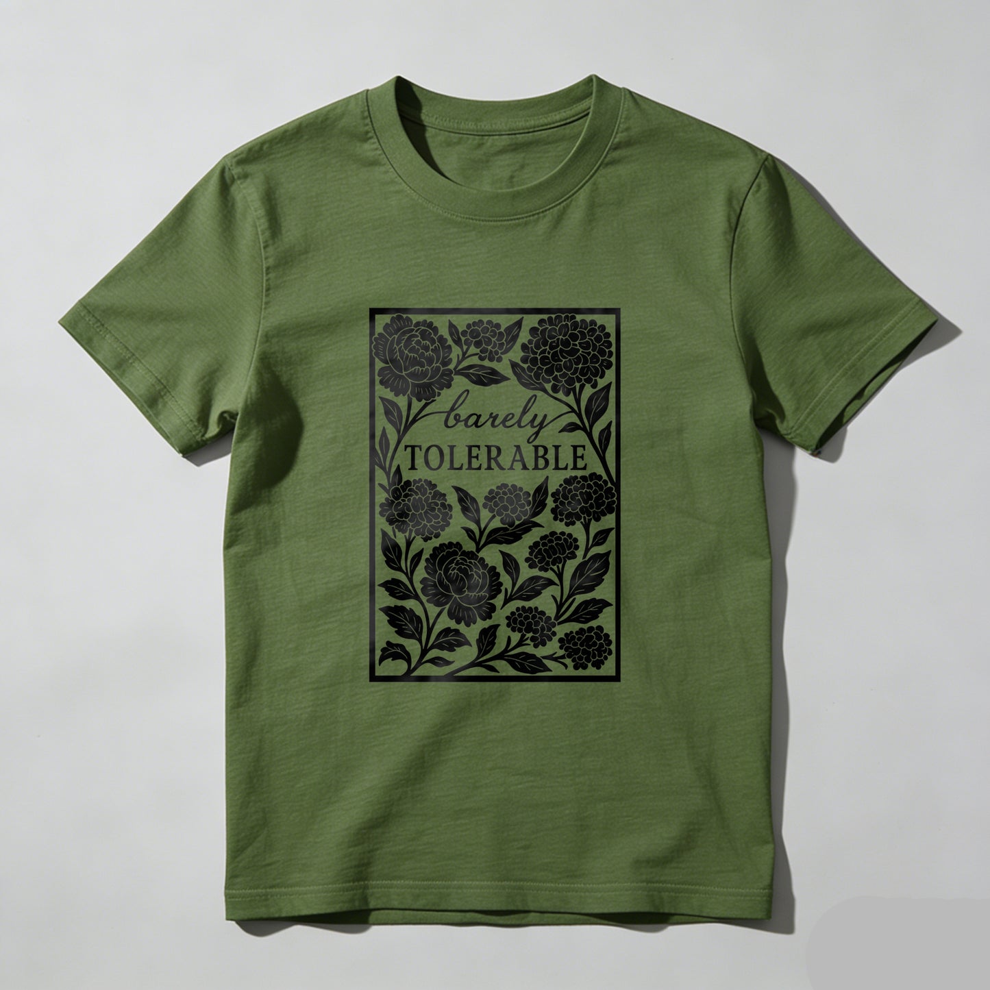 Wardrobecart Barely Tolerable Floral Design Print Unisex Classic T-shirt