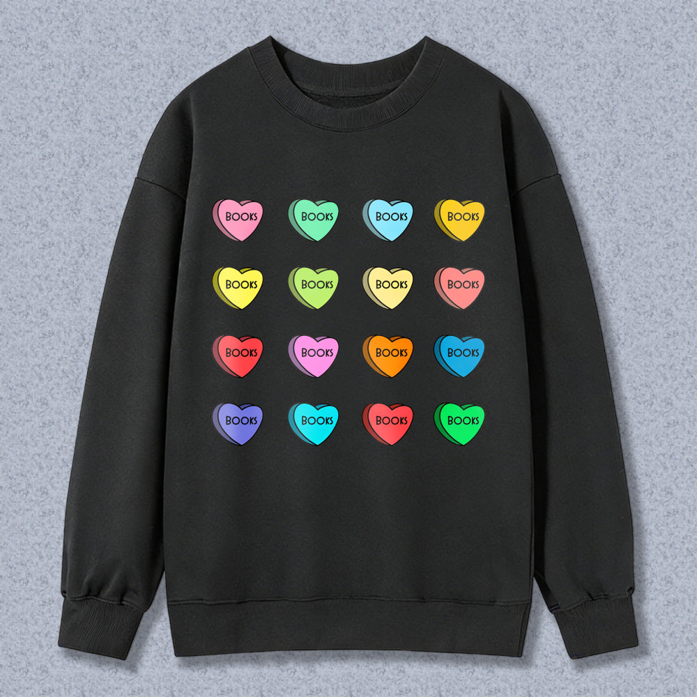 Wardrobecart Heart Shaped Book Candy Pattern Unisex Classic Sweatshirt