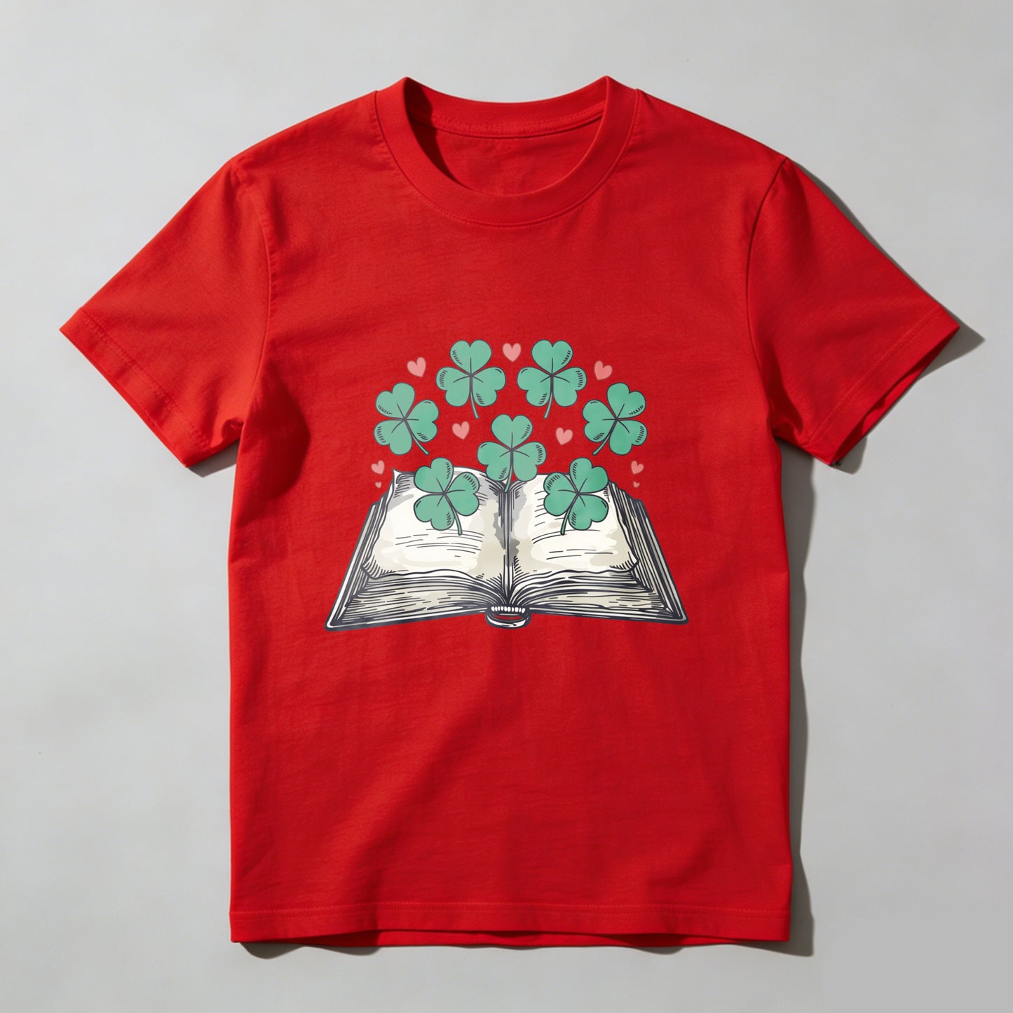 Wardrobecart Open Book With Clover And Hearts Unisex Classic T-shirt