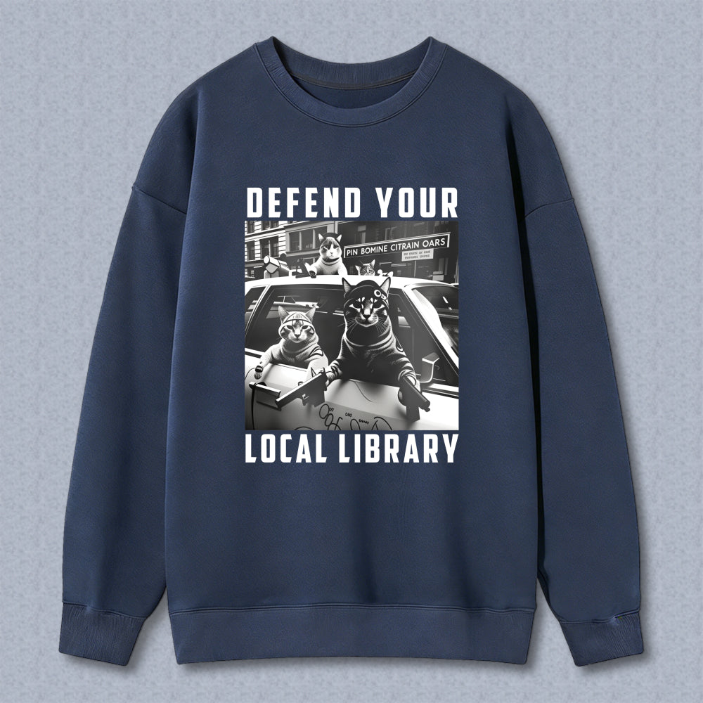Wardrobecart Defend Your Local Library Cats With Guns Unisex Classic Sweatshirt