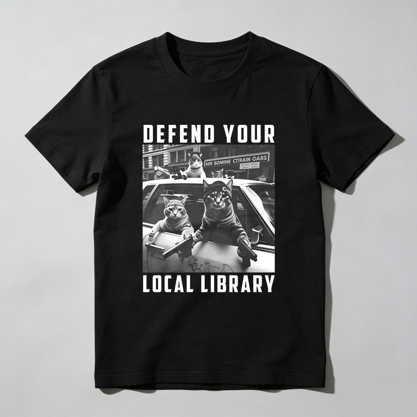 Wardrobecart Defend Your Local Library Cats With Guns Unisex Classic T-shirt
