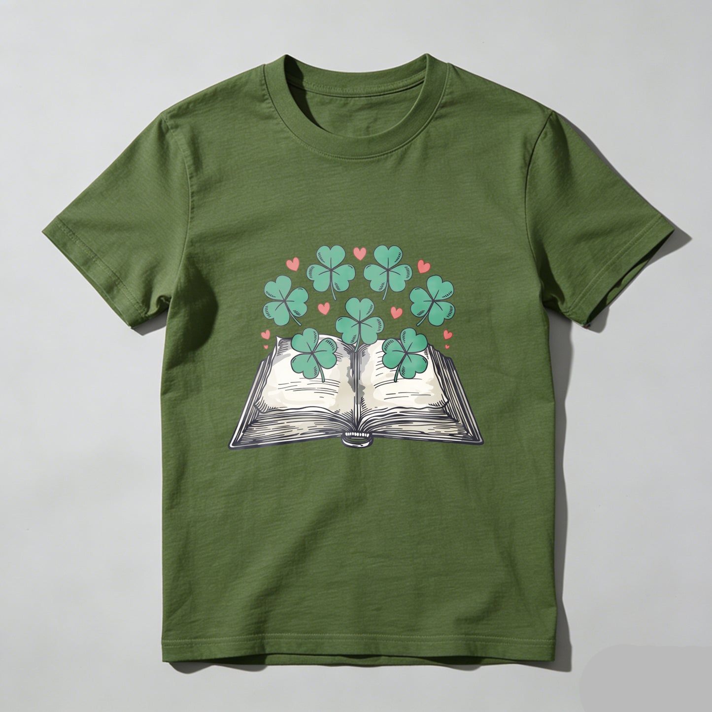 Wardrobecart Open Book With Clover And Hearts Unisex Classic T-shirt