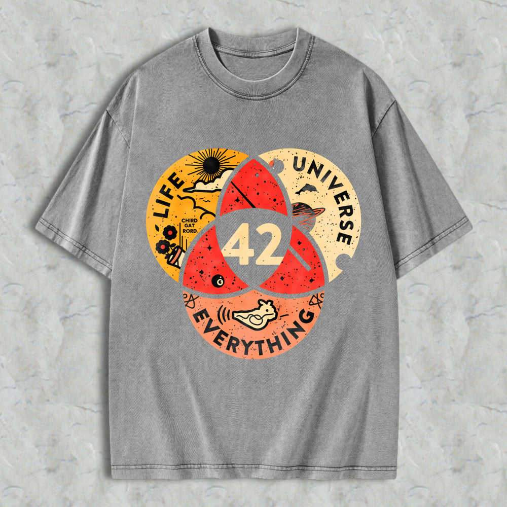 Wardrobecart Venn Diagram Life Universe Everything 42 Unisex Washed T-shirt
