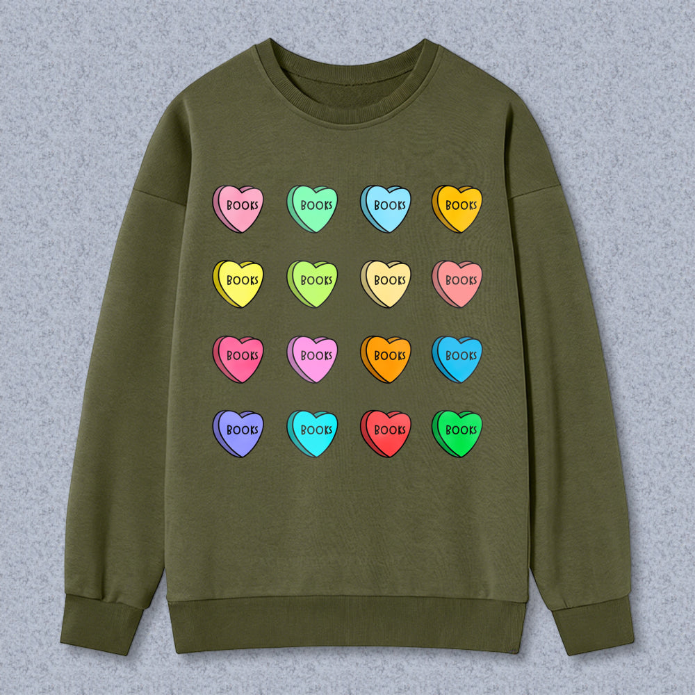 Wardrobecart Candy Heart Book Pattern Unisex Classic Sweatshirt