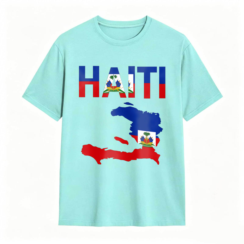 Cool Haiti Flag Map Haitian Pride T-Shirt