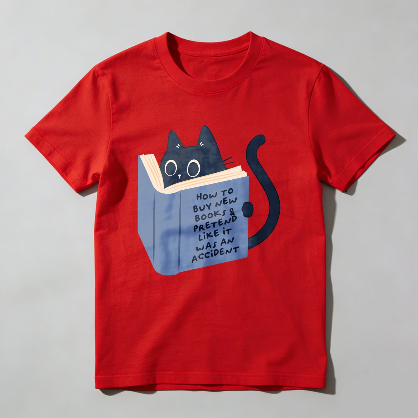 Wardrobecart Cat Reading Book With Text On Cover Unisex Classic T-shirt
