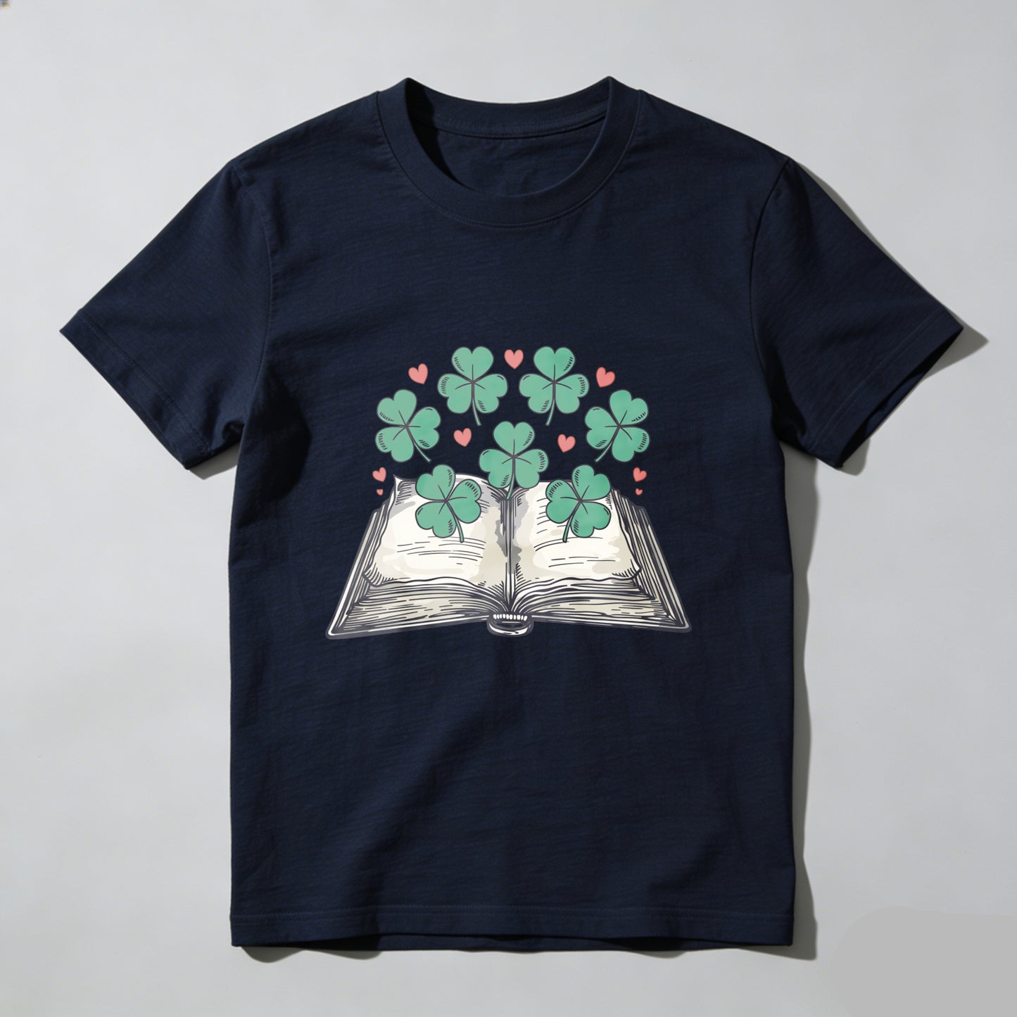 Wardrobecart Open Book With Clover And Hearts Unisex Classic T-shirt