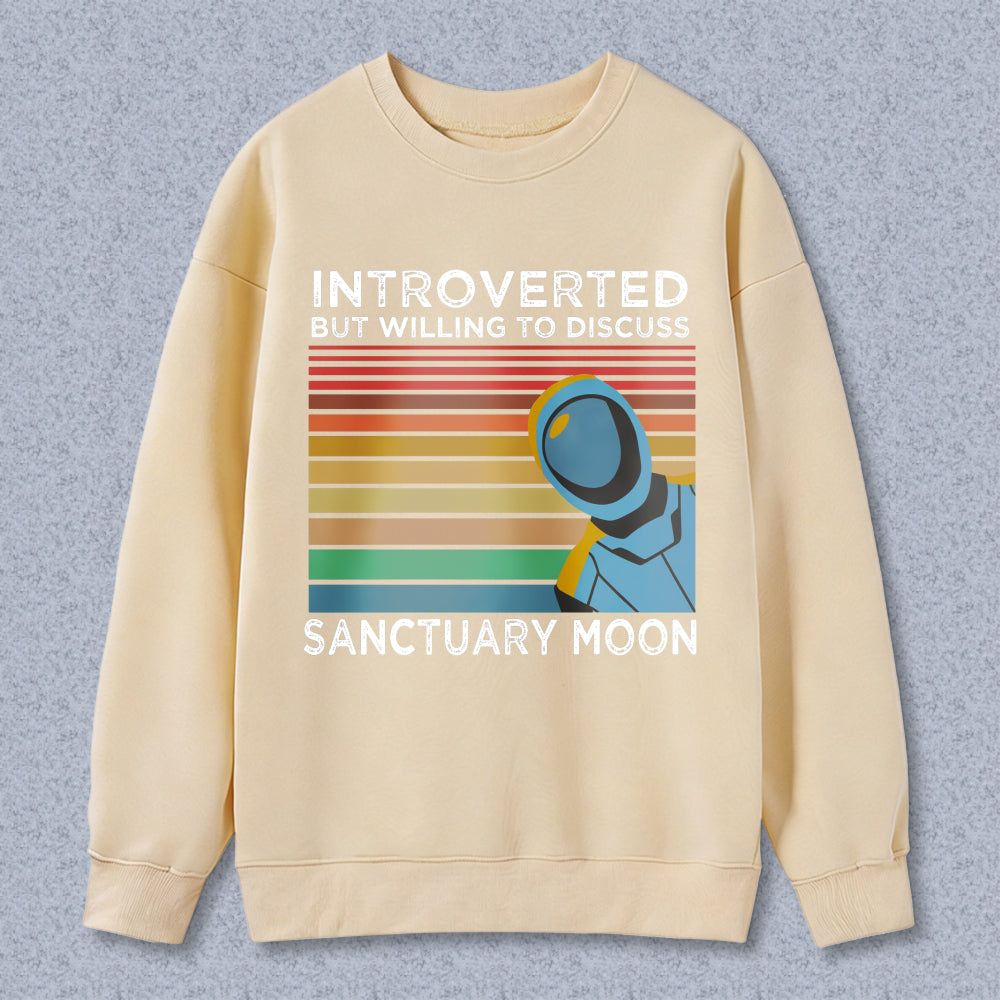 Wardrobecart Astronaut In Space With Rainbow Stripes And Text Introverted Sanguine Moon Unisex Classic Sweatshirt