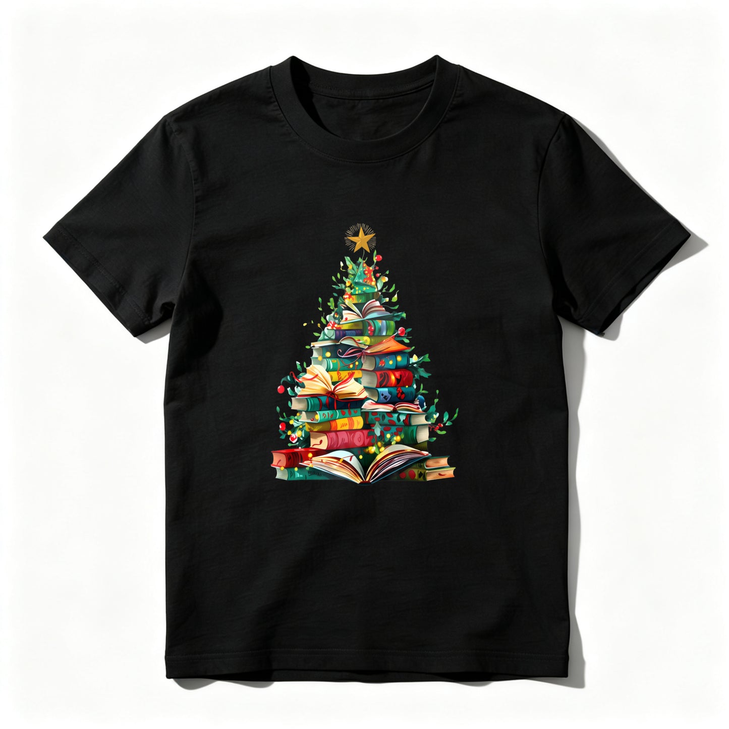 Wardrobecart Books Form Christmas Tree With Star Top Unisex Classic T-shirt