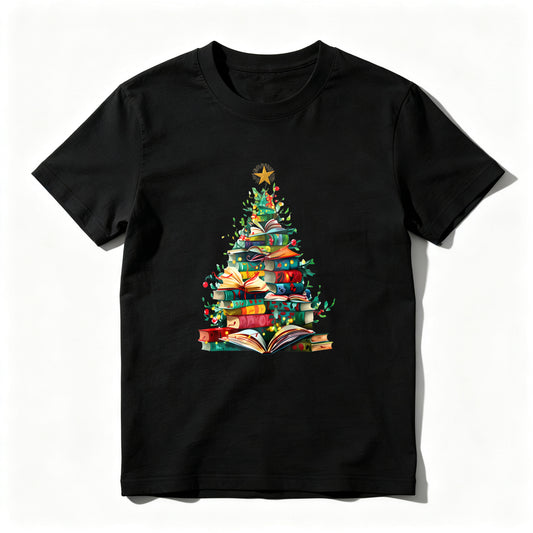 Wardrobecart Books Form Christmas Tree With Star Top Unisex Classic T-shirt