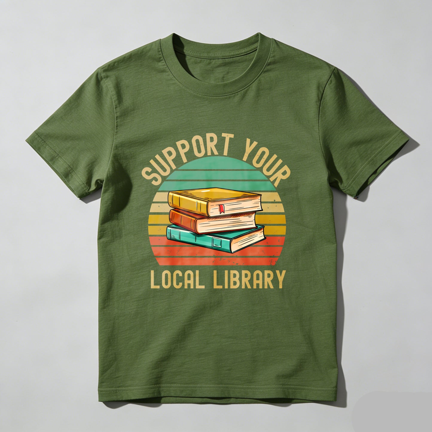 Wardrobecart Support Your Local Library Books Stack Sunset Unisex Classic T-shirt