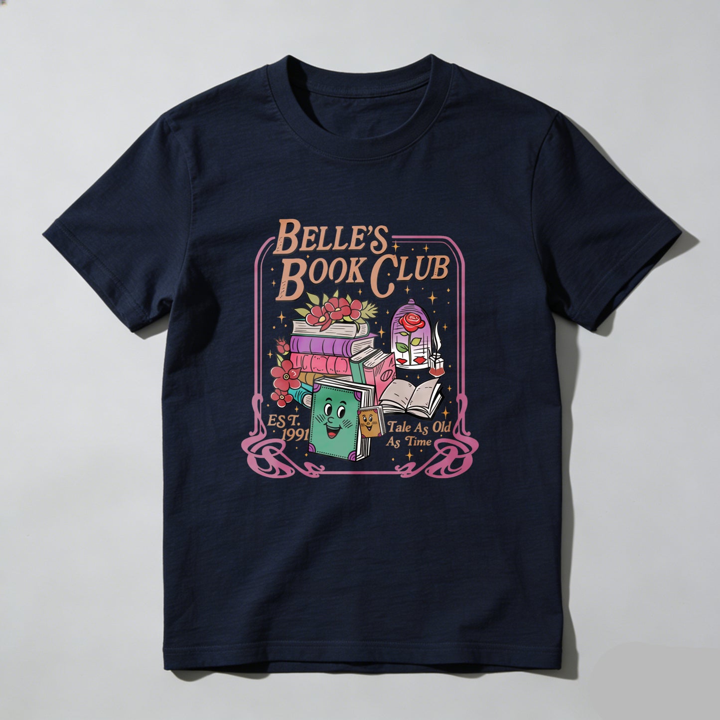 Wardrobecart Belle's Book Club With Books And Teapot Unisex Classic T-shirt