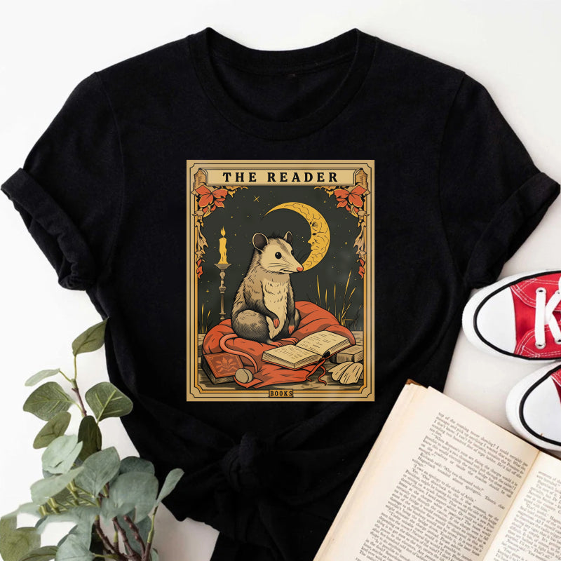 Wardrobecart The Reader Mouse Book Moon Candle Leaves Unisex Classic T-shirt