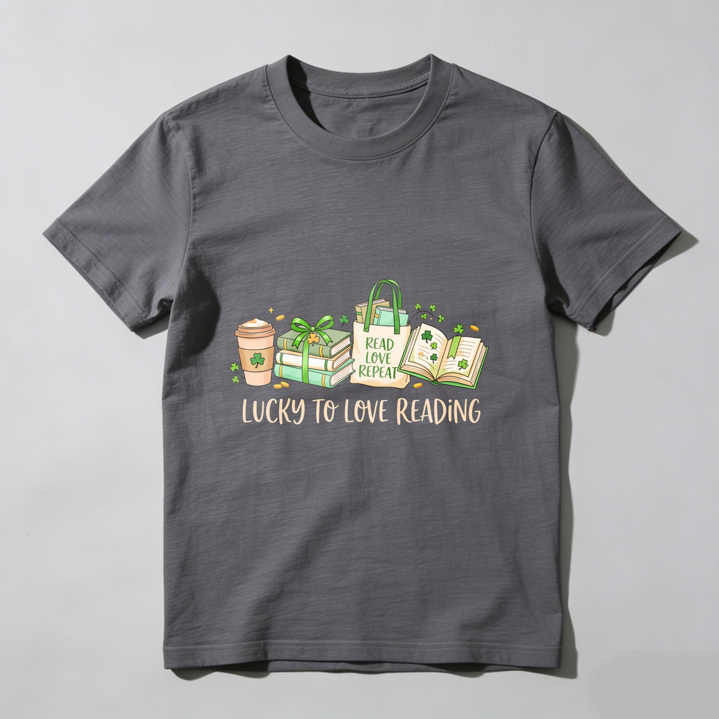 Wardrobecart Lucky To Love Reading Books And Coffee Unisex Classic T-shirt