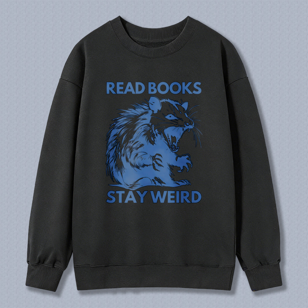 Wardrobecart Read Books Stay Weird Rat Graphic Unisex Classic Sweatshirt