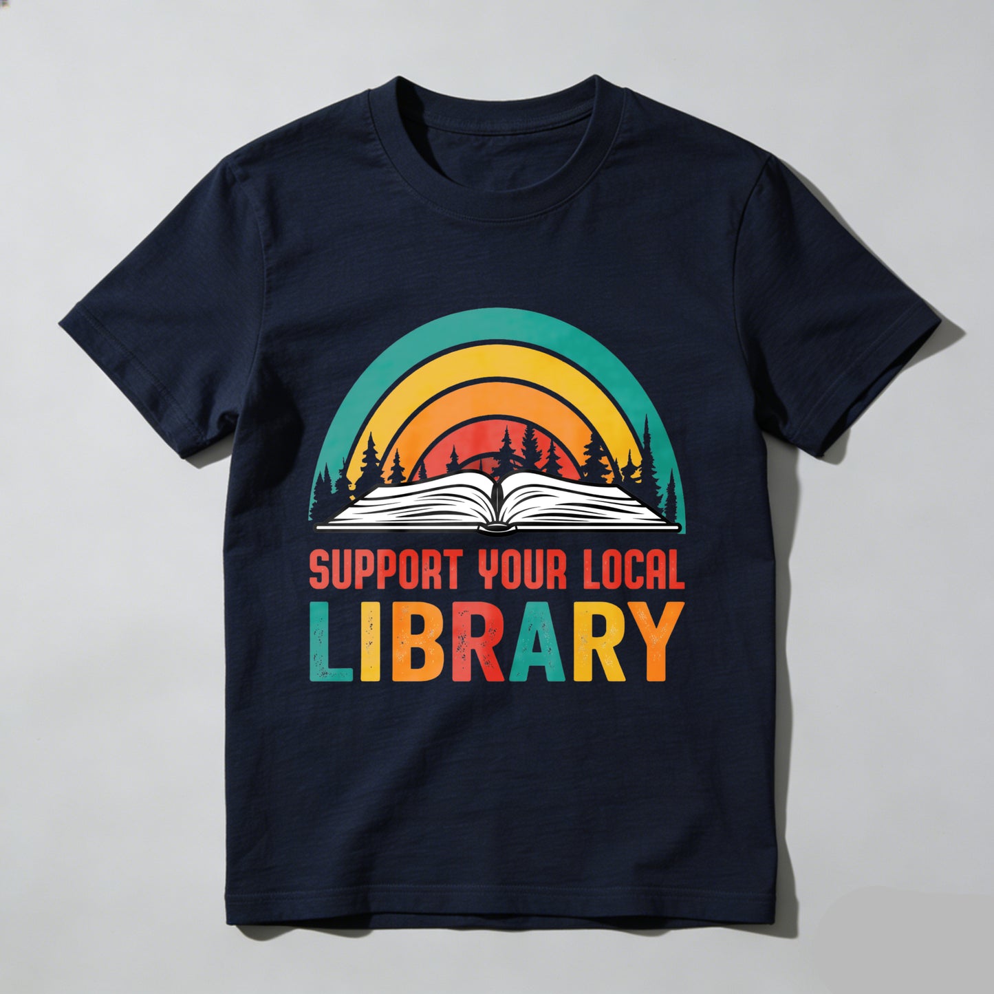 Wardrobecart Support Your Local Library Rainbow Book Forest Unisex Classic T-shirt