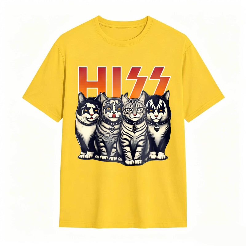 Hiss Funny Cats Kittens Rock T-Shirt