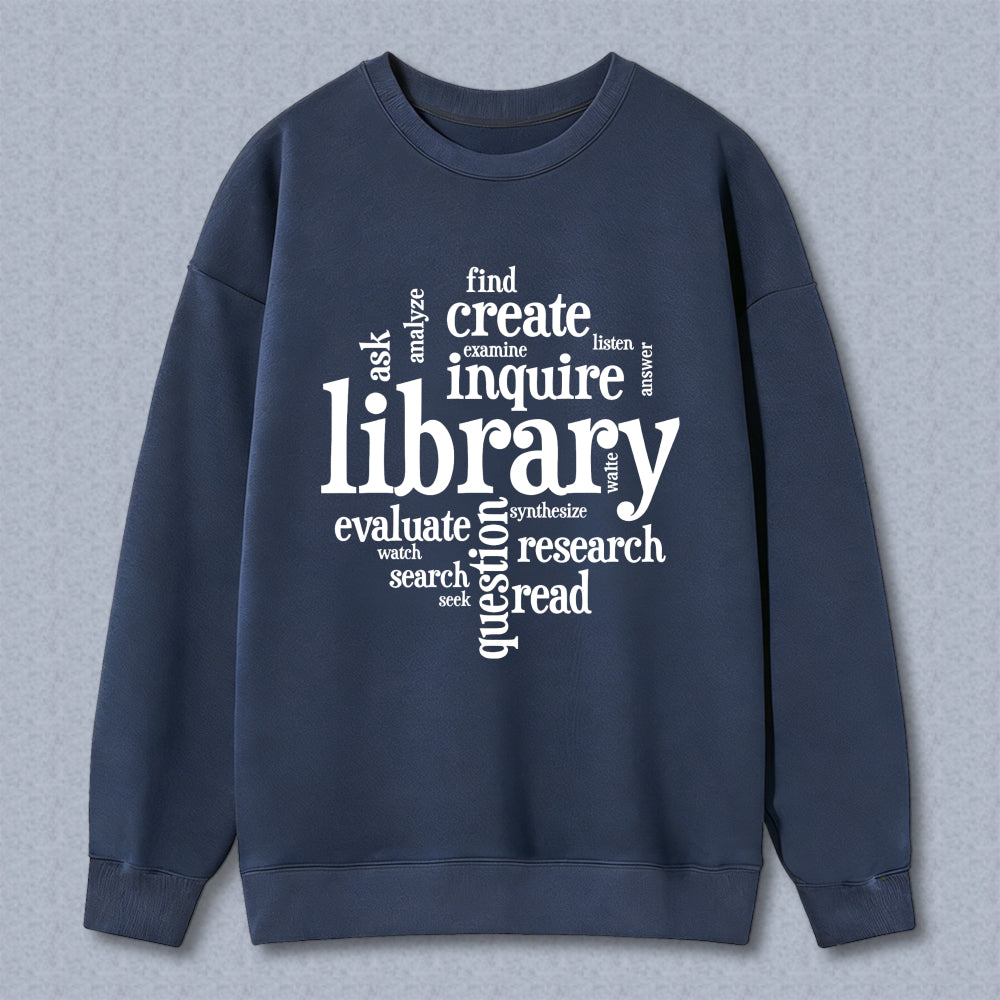 Wardrobecart Library Word Cloud Design Unisex Classic Sweatshirt