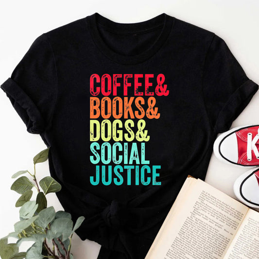 Wardrobecart Coffee Books Dogs Social Justice Unisex Classic T-shirt